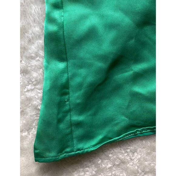 NWOT Zara Blogger’s Favorite Green Asymmetric Cut Out Satin Effect Midi Dress - Picture 15 of 16